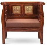 Shekhawati Decor Wooden Single Seater Sofa With Cushion Fabric 1 Seater Sofa