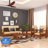 Shree Jeen Mata Enterprises Solid Wood Sheesham Wood 3+1+1 Five Seater Sofa Set For Living Room, Guest Room Fabric 3 + 1 + 1 Sofa Set