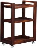 Shri Mintu's Art Solid Wooden Movable Bar Trolley|Finish: Natural Teak| Solid Wood Bar Trolley Solid Wood Bar Trolley