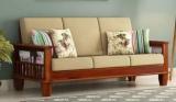 Siddh Solid Sheesham Wood 3 Seater Sofa For Living Room, Hotel, Office, Caf . Fabric 3 Seater Sofa