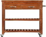 Smaart Craafts Acacia Wood Multipurpose Bar Trolley with Wheels, 2 Drawers & 2 Shelves Solid Wood Bar Trolley