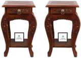 Smarts Collection Bedside Table Antique Look Natural Wood With Drawer For Living Room Bedroom Side Standard Brown Set Of 2 Solid Wood Side Table