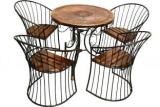 Smarts Collection Wood & Wrought Iron Patio Furniture Set Garden & Outdoor/Indoor Furniture Metal 4 Seater Dining Set