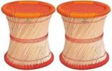 Smarts Collection Wooden Mudda Or Stool For Childrens, Wooden Stool, Side Table, End Table Set Of 2 In Orange Color Bamboo Side Table