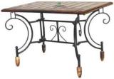 Smarts Collection Wrought Iron And Wooden Center Table For Living Room, Coffee Table Black & Brown Solid Wood Side Table