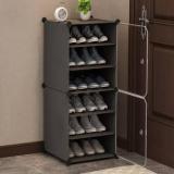 Snkr Essentials 6 Shelves 2 Door Shoe, Multipurpose Storage Rack For Home Bedroom Living Room PP Collapsible Wardrobe