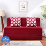 Solis Primus Comfort For All 4X6 Size Sofa Cum Bed For 2 Person 2 Seater Chenille Fabric Washable Cover With 2 Cushion Maroon 2 Seater Double Fold Out Sofa Bed