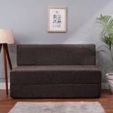 Solis Primus Comfort For All 4X6 Size Sofa Cum Bed For 2 Person 2 Seater Jute Fabric Washable Cover COFFEE Double Sofa Bed