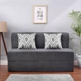 Solis Primus Comfort For All 4X6 Size Sofa Cum Bed For 2 Person 2 Seater MOLFINO Fabric Washable Cover With 2 Cushions Grey Double Sofa Bed