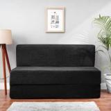 Solis Primus Comfort For All 4X6 Size Sofa Cum Bed For 2 Person 2 Seater Moshi Fabric Washable Cover Black Double Sofa Bed