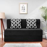 Solis Primus Comfort For All 4X6 Size Sofa Cum Bed For 2 Person 2 Seater Moshi Fabric Washable Cover With 2 Cushions Black Double Sofa Bed