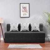 Solis Primus Comfort For All 5X6 Size For 3 Person Jute Fabric Washable Cover With 3 Dark Grey 3 Seater Single Fold Out Sofa Cum Bed