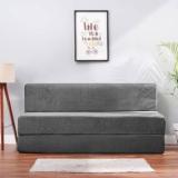 Solis Primus Comfort For All 5X6 Size For 3 Person MOLFINO Fabric Washable Cover GREY 3 Seater Double Foam Fold Out Sofa Cum Bed