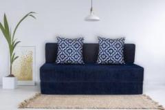 Solis Primus comfort for all 5X6 size Sofa cum Bed for 3 Person 3 Seater Chenille Fabric Washable Cover with 2 Cushion Blue Double Sofa Bed