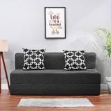 Solis Primus Comfort For All 5X6 Size Sofa Cum Bed For 3 Person 3 Seater Jute Fabric Washable Cover With 2 Cushion Dark Grey Double Sofa Bed