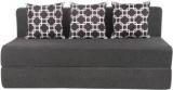 Solis Primus Comfort For All 5X6 Size Sofa Cum Bed For 3 Person 3 Seater Jute Fabric Washable Cover With 3 Cushion Dark Grey Single Sofa Bed