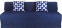 Solis Primus comfort for all 5X6 size Sofa cum Bed for 3 Person 3 Seater Moshi Fabric Washable Cover with 2 Cushion Blue. Double Sofa Bed