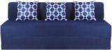 Solis Primus Comfort For All 5X6 Size Sofa Cum Bed For 3 Person 3 Seater Moshi Fabric Washable Cover With 3 Cushion Blue. Double Sofa Bed