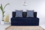 Solis Primus Comfort For All 6X6 Size Sofa Cum Bed For 3 Person 3 Seater Chenille Fabric Washable Cover With 2 Cushions Blue Double Sofa Bed