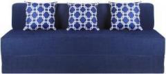 Solis Primus comfort for all 6X6 size Sofa cum Bed for 3 Person 3 Seater Moshi Fabric Washable Cover with 3 Cushion Moshi Blue Double Sofa Bed