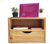 Solvd in box Bedvio Rubberwood Floating Bed Side Table with Storage Solid Wood Bedside Table