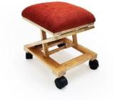 Solvd In Box Stoolux Rubber Wood Adjustable Footstool With Wheels And Cushion Fabric Upholstered Stool