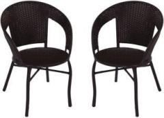 Spacepanda Compact Wicker and MS Frame Chair for Outdoor, Garden, Patio, Balcony, Lawn, Porch Metal Outdoor Chair