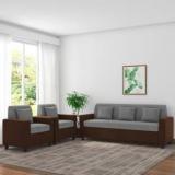 Spaces Therapy Optima Fabric 3 + 1 + 1 Brown & Grey Sofa Set