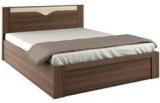 Spacewood Crescent Queen Size Bed With Box Storage In Dark Acasia Finish