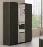 Spacewood Kosmo Crescent Three Door Wardrobe With Mirror In Shadow Oak And Moldau Akazia Finish