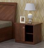 Spacewood Kosmo Grace Bed Side Table In Rigato Walnut Finish