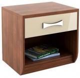 Spacewood Kosmo Lotus Bed Side Table In Rigato Walnut & Beige Colour