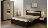 Spacewood Kosmo Marina Queen Bed With Box Storage In Natural Wenge & Saw Cut Oak Colour