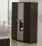 Spacewood Kosmo Stark Three Door Wardrobe With Mirror In Fumed Oak & Mountain Larch Finish