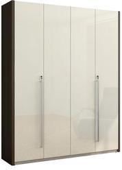 Spacewood Max Four Door Hinged Wardrobe In High Gloss Magnolia & Bronze Walnut Finish