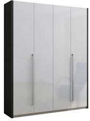 Spacewood Max Four Door Hinged Wardrobe In High Gloss White & Shadow Oak Finish