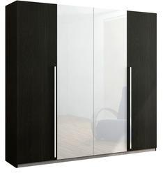 Spacewood Max Four Door Sliding Folding Wardrobe In High Gloss White & Shadow Oak Finish