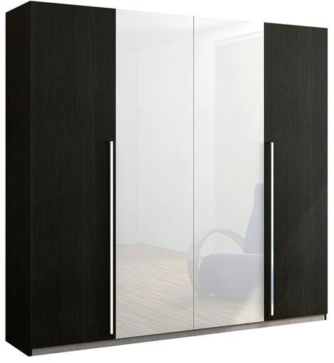 Spacewood Max Four Door Sliding Folding Wardrobe in High Gloss White & Shadow Oak Finish