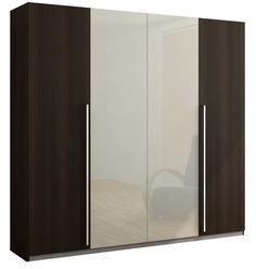 Spacewood Max Four Door Sliding Folding Wardrobe In Magnolia & Bronze Walnut Finish