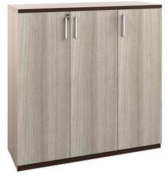 Spacewood Merit Mid Height Storage Cabinet With Three Doors In Brown Colour