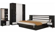 Spacewood Modern Living Star Bedroom Set In Black Finish