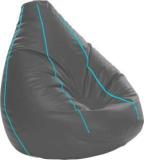 Spacex XXXL Ash Grey With Teal Piping Teardrop Bean Bag With Bean Filling