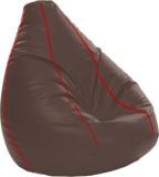 Spacex XXXL Chocolate Brown With Red Piping Teardrop Bean Bag With Bean Filling