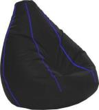 Spacex XXXL Classic Black With Blue Piping Teardrop Bean Bag With Bean Filling