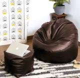 Spacex XXXL Mudda Chair With Square Puffy / Stool Ready To Use Filled With Beans Teardrop Bean Bag With Bean Filling