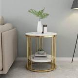 Sparklewood Round Shaped End Table with Metal with Wood Top Nesting Table for Living Room Engineered Wood Coffee Table