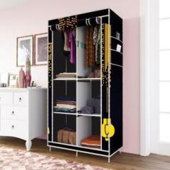 Spirited Adorable 6 Shelf 1 Door Printed Carbon Steel Collapsible Wardrobe