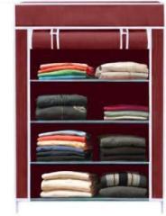 Spirited Maroon 4 SHELF Almari PP Collapsible Wardrobe