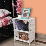 Ss Arts WPC Side Table with Storage Shelf for Living Room, Bedroom Engineered Wood Bedside Table