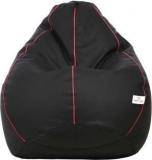 Star XXL Black With Pink Piping Teardrop Bean Bag With Bean Filling